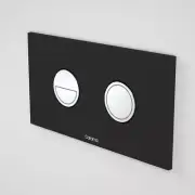 Caroma Invisi Series II Round Dual Flush Buttons Metal Black & Chrome 237088BL