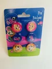 LITTLEST PET SHOP 6 x Safety Pin Backed Badges Pins - LPS merch Rare HTF