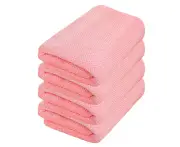 Quick-Dry Bath Towel Set (70*140Cm) Highly Absorbent, Textured Weave Bath Towels. (Set Of 4,Green),Pink