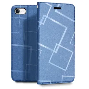 GENTEN for iPhone 6/iPhone 6s/iPhone 7/iPhone 8 4.7吋極簡立方磁力手機皮套-藍