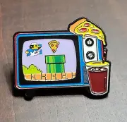 1.5" Domino's PIZZA Enamel Hat Pin SUPER MARIO TV PIZZA NINTENDO