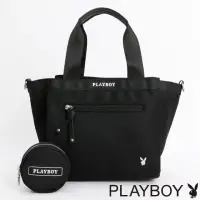 在飛比找momo購物網優惠-【PLAYBOY】手提包附長背帶 Futura系列(黑色)