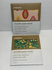 Papaya Reusable Paper Towels LOT of 2 Packs (4 Sheets Total) - New