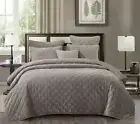 Tache Luxury Soft Plush Velvet Sand Beige Diamond Tufted Coverlet Bedspread Set