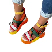Catzon Women's Sports Leisure Chunky Platform Wedge Sandals-Orange