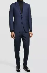$3695 Ermenegildo Zegna Men's Blue Plaid 2-Piece Jacket Pants Suit 60R IT/US 50R