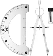 - Metal Protractor and Metal Compass Set, Compass for Geometry, Geometry Set, Co