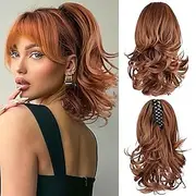 12 Inch Pony Tails Hair Extensions, Short Thick Ponytail Extension Clip in Claw Pony Tails Hair Extensions for Women Natural Curly Fake Ponytail Hair Piece for