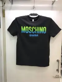 在飛比找Yahoo!奇摩拍賣優惠-Moschino swim 黑白兩色 漸層 Logo 圓領T