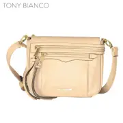 TONY BIANCO NUDE CROSS BODY FLAPOVER HANDBAG WOMENS LADIES GIRLS FASHION BAG