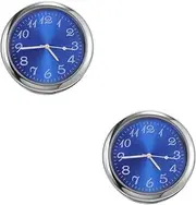ULTECHNOVO 2pcs Car Clock Truck Digital Clock Tiny Clock Mini Clock for Car Clock Small Car Interior Clock Dashboard Clock Auto Mini Clock Small Clock for Car Desk Clock Mini Blue Metal