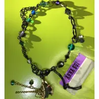 在飛比找蝦皮購物優惠-Anna Sui全新限量正品藍綠水鑽圓珠杯子流蘇墜飾手鍊安娜