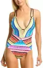 Trina Turk 277230 Women's V-Plunge One Piece Swimsuit, Multi//Prismatic, 12