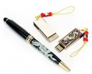 MOP Samsung 8GB Swivel Thumb Flash Drive Memory Stick Dragon Ballpoint Gift Set