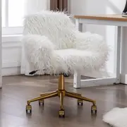 Amore Faux Fur Fluffy Home Office Chair -White