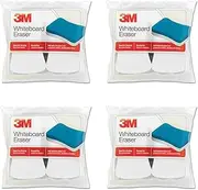 3M Whiteboard Eraser, 3 in H X 5 in W, White Yellow, for Use with Removes Permanent Marker, Pack of 2, 4 Packs