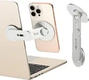 CloudValley 3D Rotating Magnetic Phone Stand, Adjustable Continuity Camera Mount Compatible with iPhone MagSafe Series & All Phones, Foldable Holder Bracket for Tesla Laptop Monitor, Silver