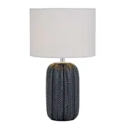 Basker Blue Ceramic White Linen Table Lamp