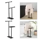 Standing Towel Racks 2 Tier Vertical Black Sturdy Stand Holder Accessories