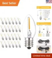 Long-Lasting 25 Pack E12 C7 LED Bulbs - 2700K for Night Lights and Chandeliers