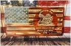 US Rustic Wood Burned Flag Gadsden Dont Tread On Me American Flag Painted Carved