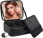 Travel Makeup Bag Make up Case with Mirror Cosmetic Makeup Box Organizer Vanity
