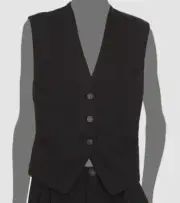 $445 Vince Women's Black Drapey Solid Twill Vest Coat Jacket Size 10