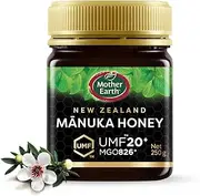Mother Earth UMF™ 20+ (MGO 826+) Premium Mānuka Honey, 250g |Premium, Authentic, Monofloral UMF™ Certified Mānuka Honey from New Zealand. Exceptional Natural Sweetener for General Health and Wellbeing