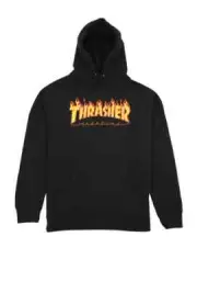 Thrasher Flames Logo Black Hoodie Sk8 All Sizes