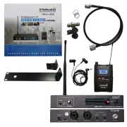 Wireless In-Ear Stereo Personal Monitor Mic System Headset Lavalier Microphone