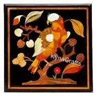 Bird Pattern Inlay Work Corner Table Top Black Marble Coffee Table for Office