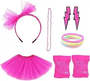 DEARMAMY Retro Dress up Accessories s Party Favors Bead Necklace Vintage Earrings Outfits s Fancy Dress Beads Necklace Lace Kit s Costume Accessories s Gloves Rosy