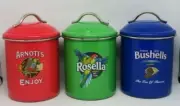 OLD FASHION ARNOTTS BUSHELS ROSELLA STORAGE TINS CANISTERS