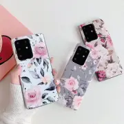 For Samsung Galaxy S21 S20 Plus Case Flower Marble Silicone Gel Cover S10 S22