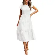 Women's Midi Dress White Dress Graduation Dress Fashion Birthday Date Tea Party Regular Fit Plain Sleeveless Crew Neck Black White Light Green Army Green Summe