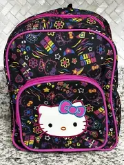 NEW Hello Kitty by Sanrio Black/Pink Backpack 12” X 10” Zip Pocket 39724-1
