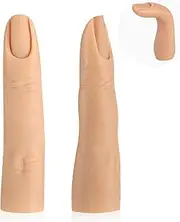Maitys 2 Pieces Silicone Practice finger fake finger Nail Training Finger nail hand practice nail accessories for Acrylic Nails Art DIY Flexible Nail Art Training(Light Color)