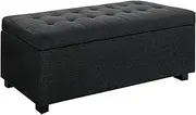 Artiss Tufted Storage Ottoman, Foot Rest Stool Bench Padded Seat Blanket Box Chest Bedroom Living Room Indoor, Charcoal 97 x 41.5 x 35cm Faux Linen Fabric Open Lid Heavy Duty