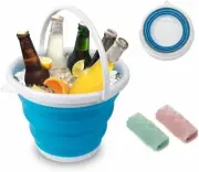 Blue 10L 2.64 Gallon Collapsible Bucket Foldable Round Tub Garden Plastic Bucket