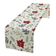 Christmas Table Runner, Retro Blue Red Pine Branch W13"x L36" Christmas-10
