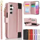 For Samsung Galaxy A55 A15 A54 A14 A13 A52 Case Zipper Leather Wallet Flip Cover