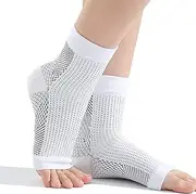 2Pairs Heelsium Pain Relief Socks, Soothe Socks for Neuropathy, Ankle Compression Foot Sleeve with Arch Support for Foot and Heel Pain Relief (L/XL, White)
