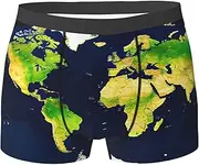 [CADREWY] World Map Print Wide Range of Sizes Men Briefs Breathable Stretch Lightweight for Everyday Wear