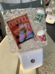 Coffee Art Resin Led Dusk To Dawn Night Light
