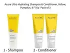 Acure Ultra Hydrating Shampoo-1 & Conditioner-2 Yellow Pumpkin 8 Fl Oz Pack of 3