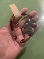 Handmade Brown Purple Beaded Bracelet Mixed Elastic Boho Bohemian Jewelry Gift