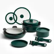 Everten Flex 16pc Non Stick Cookware Set Forest Green