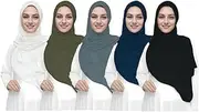 [WADAINIS] 5PCS Hijab Scarf for Women Muslim Premium Head Scarf Solid Chiffon Shawl Wrap Soft Lightweight Scarves with Gift Box