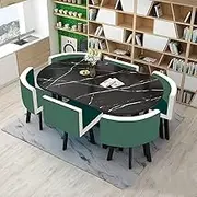 Modern Office Reception Conference Dining Table Set for 6 Ideal for Kitchen/Meeting Room Negotiation Table and Conference Table Space saving Design in Ink Green Color