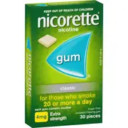 Nicorette Quit Smoking Extra Strength Nicotine Gum Classic 30 pack
